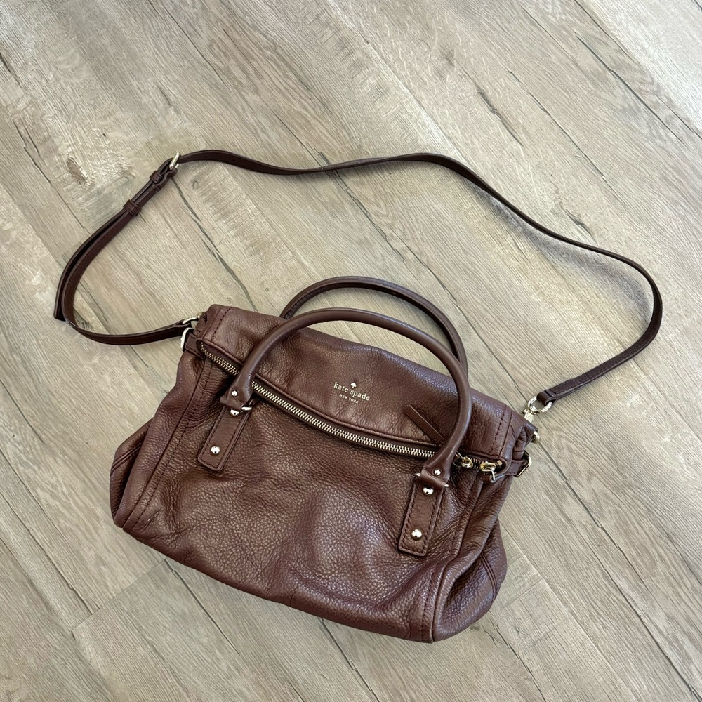 Kate Spade | brown leather satchel with flap